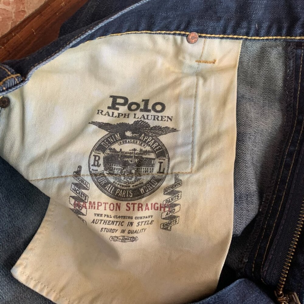 Polo Ralph Lauren Hampton Relaxed Men's 42T / 36 Dark Denim Straight Leg Jeans - Picture 4 of 14